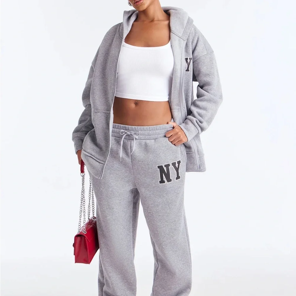 Fashion Nova Grey NY Track Joggers - Women - Picture 1 of 4